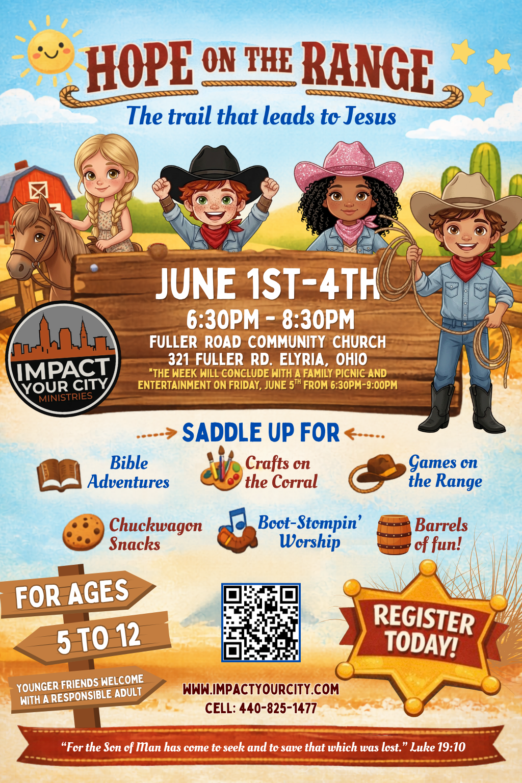 Hope on the Range VBS – June 1–4, 2025, 6:30–8:30 PM at Fuller Road Community Church, Elyria Ohio